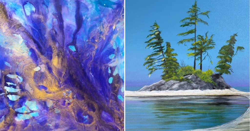 Yvette Street's work (left) and Kimberley Zutz's (right), in the centre's exhibition artwork.
