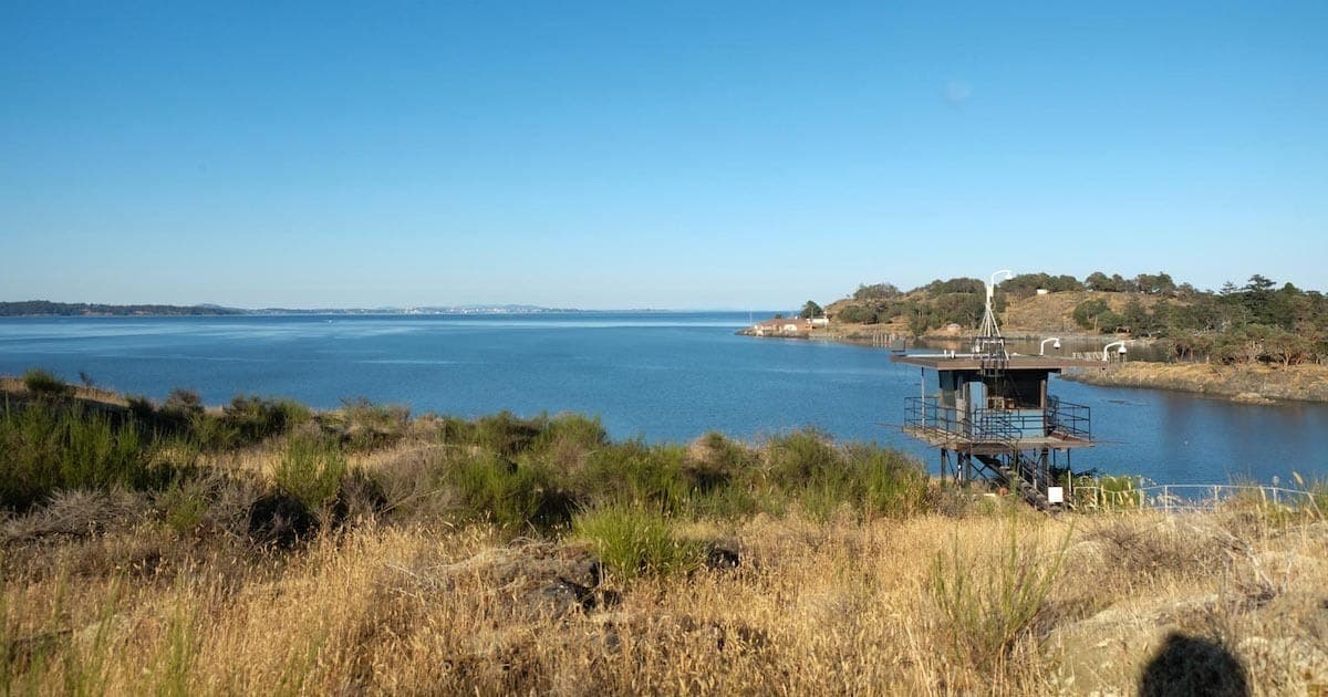 Archive photograph: A watch tower at William Head Institution at the far west side of Metchosin. Victoria is visible in the background. (📸 Zoë Ducklow/The Westshore)