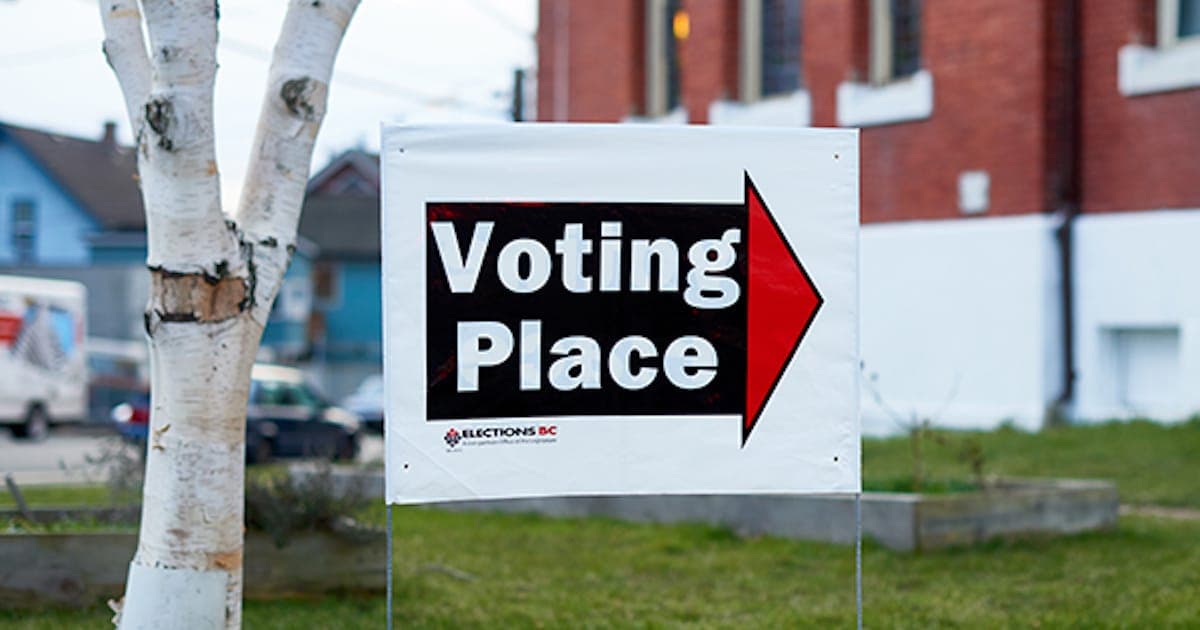 Archive photograph: Voting Place sign. (📸 Elections BC)
