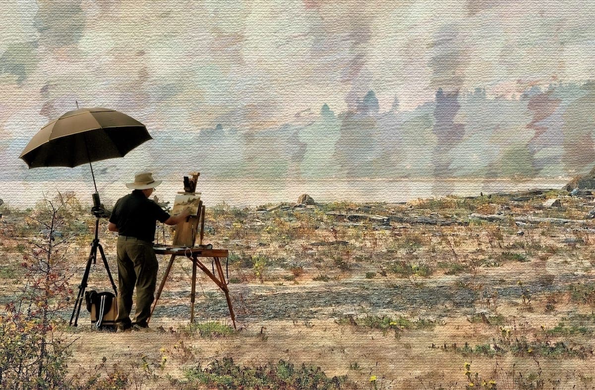 Archive photograph: 'Immersed in my canvas' is the name Richard Steward gave to his photo of a painter at the Colwood Arts and Culture Society's inaugural In Sight festival at Fort Rodd Hill. — Richard Steward, View Royal