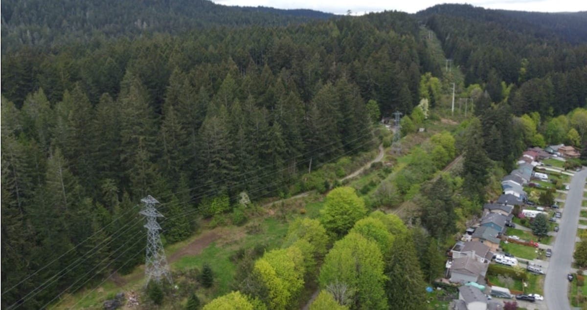 Archive photograph: An aerial view of the land to be developed on the south side of Sawyer Road in Langford. (Contributed)