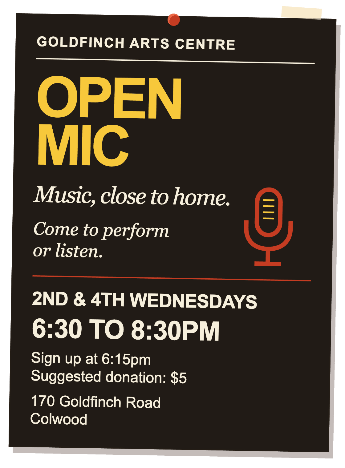 Open Mic Nights at Goldfinch Arts Centre